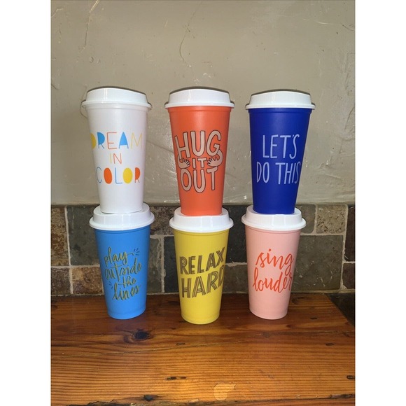 Starbucks 6pc. Limited Edition Set Reusable 16oz. Cup Collection w/ Lids - Picture 1 of 5
